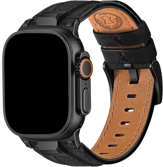 Wristitani Leather Bands Compatible with Apple Watch 49mm 46mm 45mm 44mm 42mm for Men, Durable Genuine Leather Replacement Strap for iWatch Ultra Series 10 9 8 7 SE 6 5 4 3 - Image 1