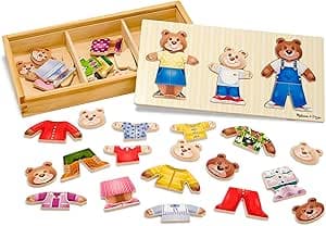 Melissa & Doug - 45 Piece Bear Puzzle - Clothes to Dress Up The Bear Family - Puzzle - Children's Manual Activity - Activity Toy, Development And Learning Toy - Child Gift Age 3+
