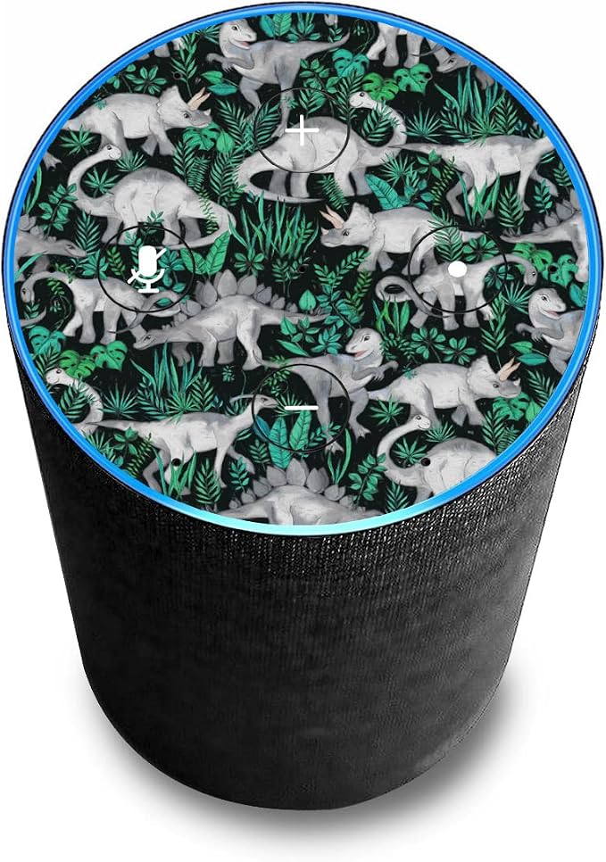 Head Case Designs Sous Licence Officielle Micklyn Le Feuvre Jungle De Dinosaure Assortis Vinyle Autocollant Peau Compatible avec Amazon Echo (2nd Gen) - Peau uniquement Echo (2nd Gen) n'est PAS inclus - Image 1