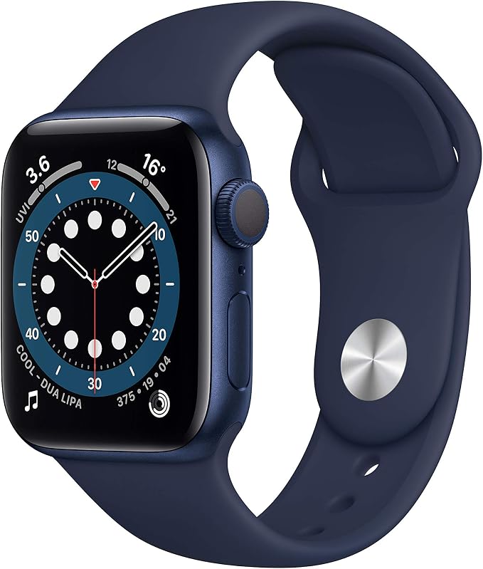 Apple Watch Series 6 (GPS, 40mm) Blue Aluminum Case with Navy Sport Strap (Refurbished) - Image 1