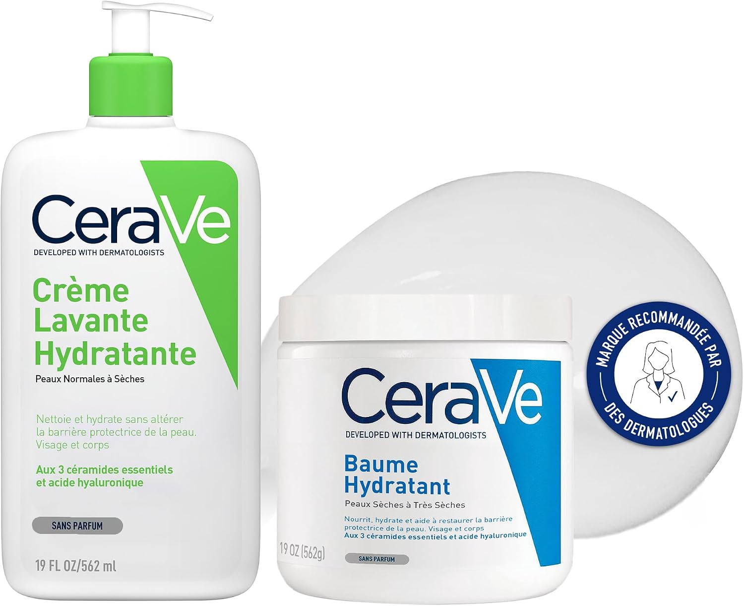 CeraVe - Moisturising Cleansing Cream 236ml + Moisturizing Milk 20ml | 24h Moisturizing Face & Body Wash with Hyaluronic Acid Soap Free for Normal to Very Dry Skin - Image 1