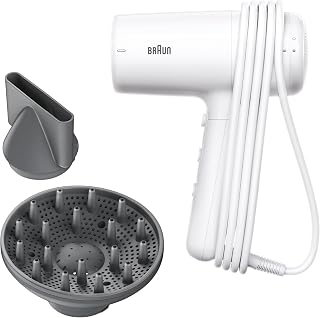 Sèche-Cheveux Braun HD2.21, Puissant avec Diffuseur et Concentrateur, Technologie IONTEC, Moteur 2200W avec 3 Réglages de Températures et 2 Vitesses, Finition Blanc Brillant, BRHD226 - Image 1