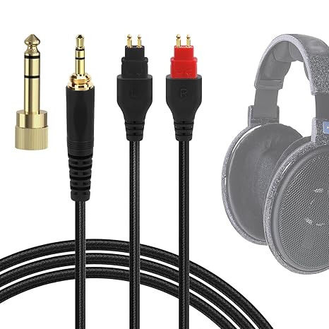 Geekria HD Audio Cable Compatible with Sennheiser HD 600, HD 650, 660S2, 6XX 3.5mm 2 Pin Nylon Braided Replacement Cable with Adapter (1.5M) - Image 1