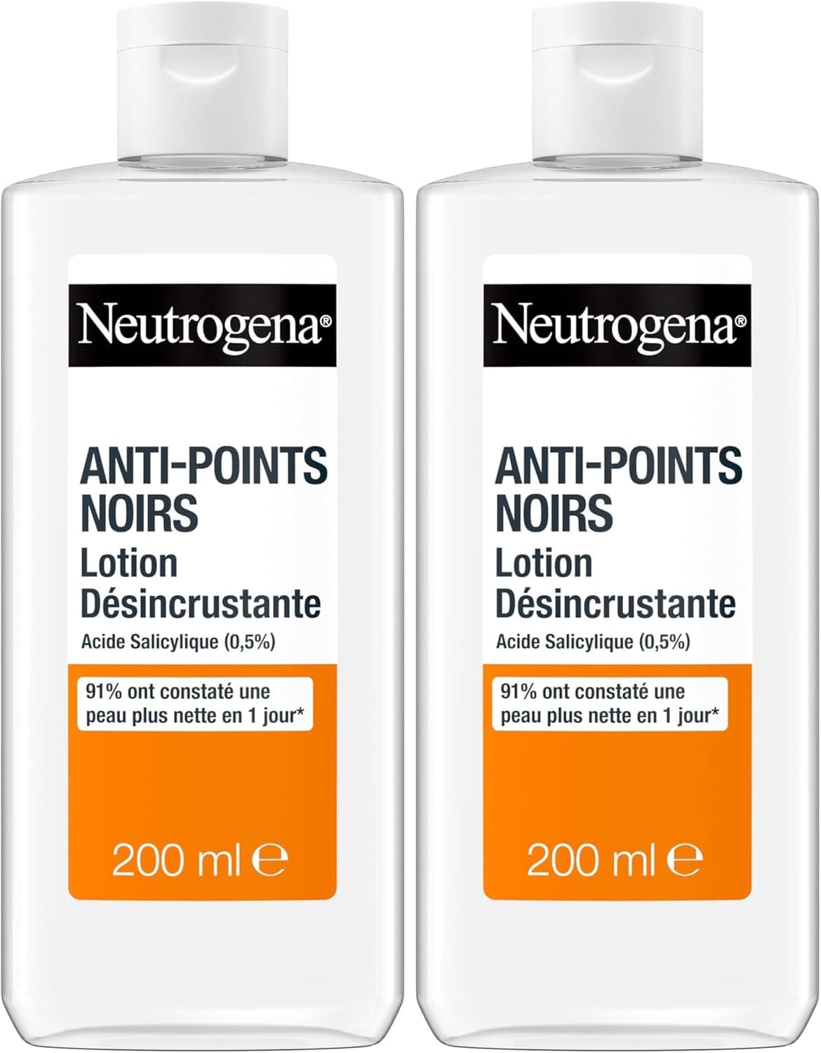 Neutrogena | Lotion Désincrustante Anti-Points Noirs (flacon de 200 ml) – Lotion pour le visage à l'acide salicylique (0,5%) – 91% ont constaté une peau plus nette en 1 jour* (Lot de 2)