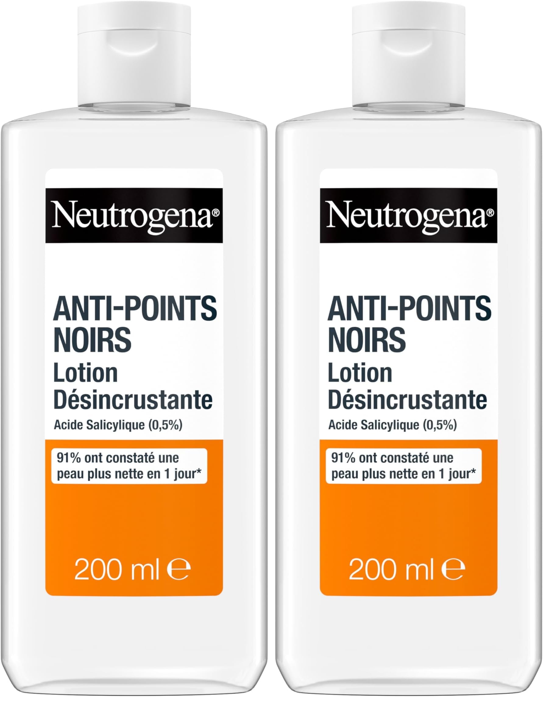 Neutrogena | Anti-Blackhead Cleansing Lotion (200ml Bottle) - Salicylic Acid Face Lotion (0.5%) - 91% found clearer skin in 1 day* (Pack of 2) - Image 1