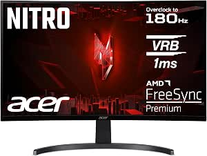 ACER Nitro ED270R S3 bmiipx, Curved Gaming Monitor 27" FullHD, 180Hz (Curve 1500R, 1920x1080, 16:9, Freesync, 1ms (VRB), 250Nits, Confyview, 2xHDMI 2.0/1xDP 1.2) Curved PC Monitor, Black - Image 1
