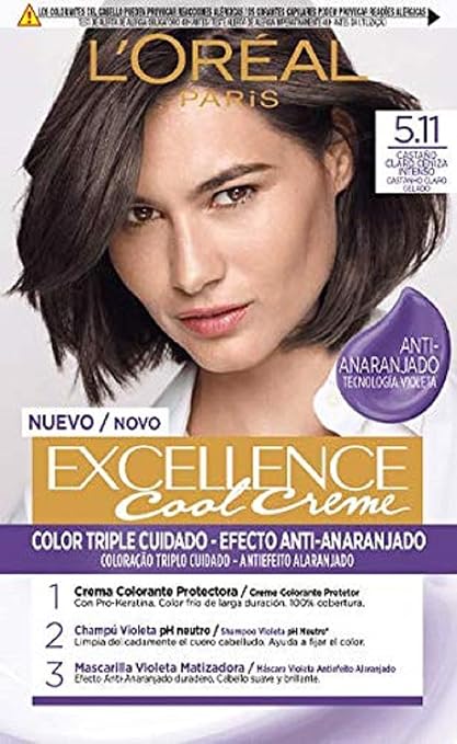 L'Oreal Paris Excellence Cool Creme Permanent Tinte - Tono 5.11 Castaño Claro Ceniza Intenso - Image 1