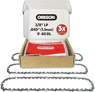 Lot de 3 Chaîne de Tronçonneuse Oregon 3/8" LP pour Guide de 25cm (10"), Jauge .043" (1,1mm), 40 Maillons - Chaîne de Rechange à Faible Rebond, Compatible Ryobi, Husqvarna, Makita, Worx et plus - Image 1