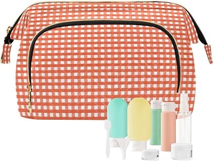 FRODOTGV Trousse de maquillage à motif vichy orange pour femme, Vichy orange, 1 Size