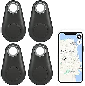 4X Smart Finder Key Tracker Locator Bluetooth Wireless Smart Tag Samsung Remote Control for Children Locating Phone Keys Wallets Luggage Item Finder, Airtag Android Black - Image 1