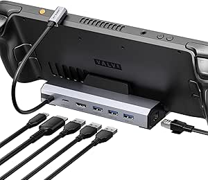 JSAUX 6 in 1 Docking Station Compatible with Steam Deck/OLED/ROG Ally X/Legion Go S, Dock Steam Deck, Docking Station with HDMI 2.1 4K@120Hz, Gigabit Ethernet, 3 USB A 3.0 Ports and USB C-HB0603 - Image 1