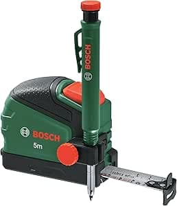 Bosch Mètre ruban 5 m + marqueur trous profonds (clip crayon ; Auto Lock. ; ruban nylon ; dépl. 2 m ; échelle métrique ; haute précision ; clip ceint. ; softgrip) - Éd. Amazon