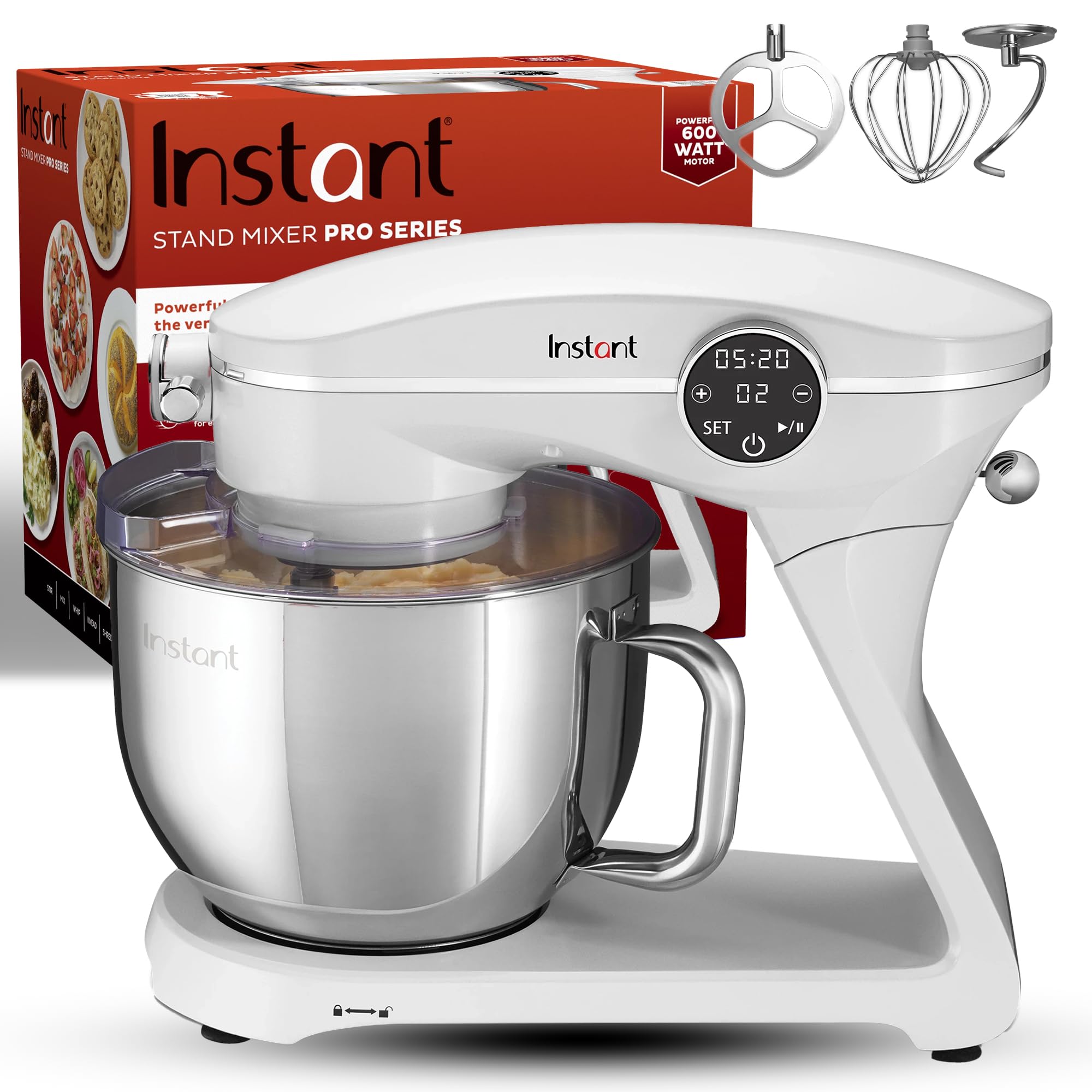 Instant Pot Instant Pot 10 Speed Electric Mixer with Digital Interface, 10 Liter Stainless Steel Bowl, Dishwasher Safe, Dough Hook and Mixing Paddle - Pearl - Image 1