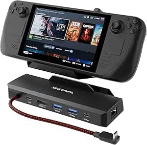 WAVLINK Steam Deck Dock, 6-in-1 Docking Station for Steam Deck/ROG Ally with HDMI 2.1 4K@144Hz, 100W PD in, 3X 10G USB 3.2, Gigabit RJ45