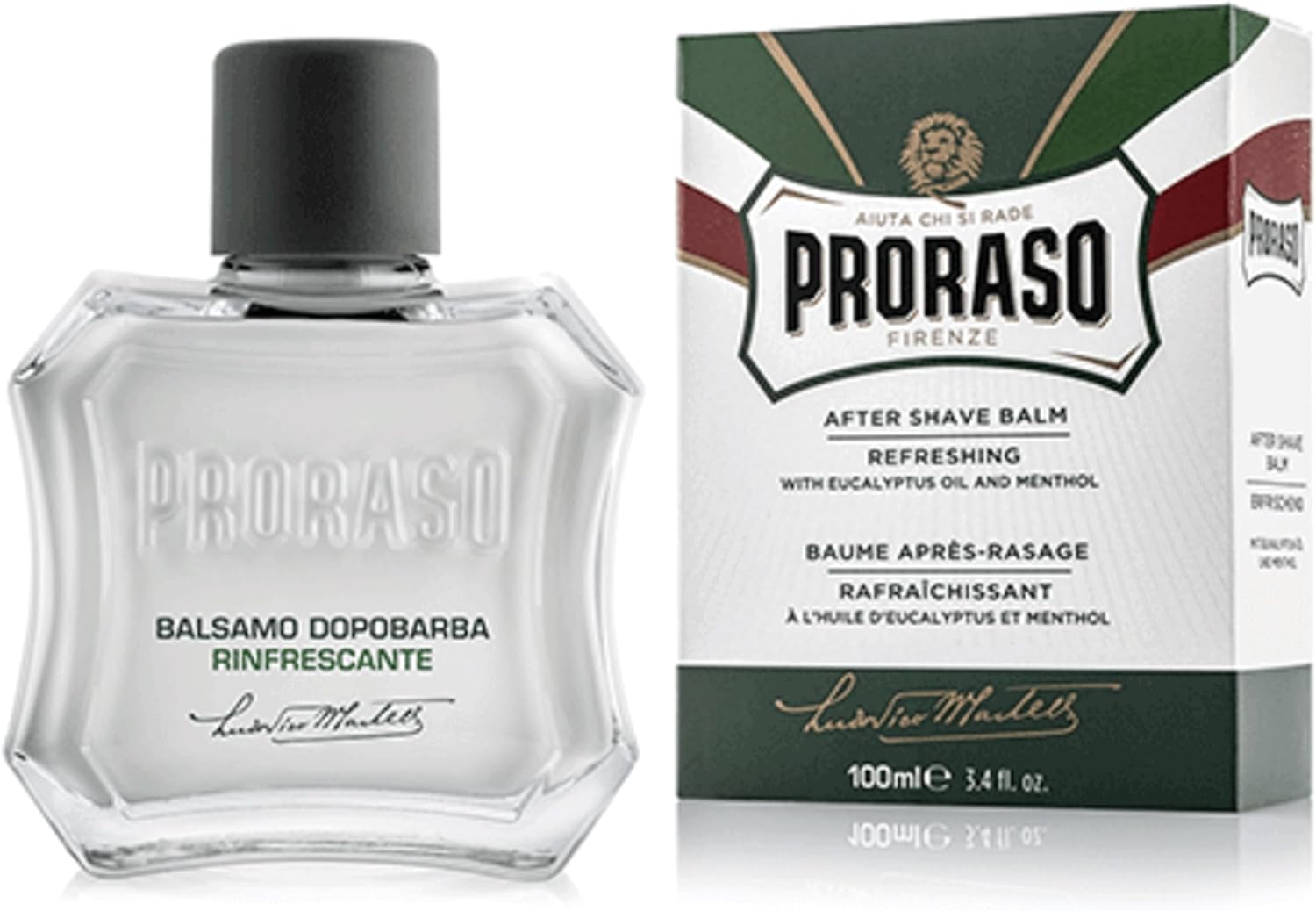 Proraso | Baume Après-Rasage Rafraîchissant (flacon de 100 ml) – Soin visage homme sans alcool à l'huile d'eucalyptus et menthol – Fabriqué en Italie - Image 1