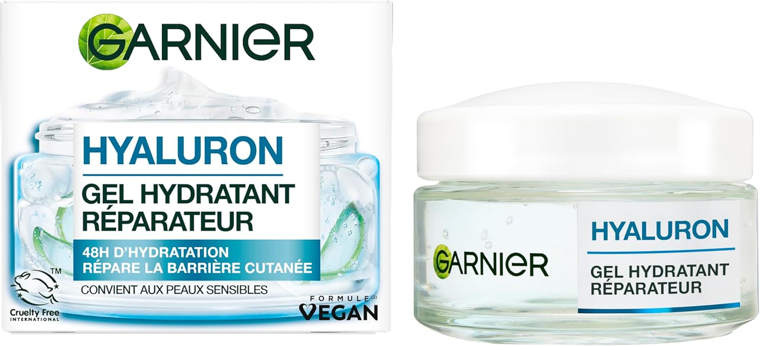 GARNIER Skin Active - Crème Gel Visage Hyaluron Barrier Repair - Repulpe & Apaise - 48H - Glycérine, Acide Hyaluronique & Aloe Vera - Vegan & Cruelty Free - Tous Types de Peaux - Homme & Femme - 50ml - Image 1