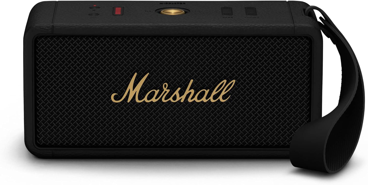 Marshall Middleton Haut-Parleur Bluetooth Portable sans Fil - 20+ Heures de Lecture Portable - Étanche IP67 - Noir & Laiton - Image 1