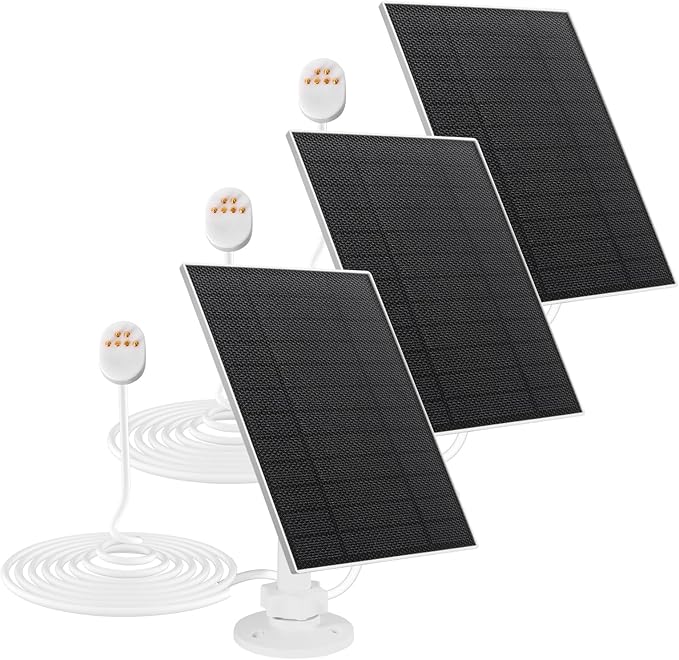 3 Pack Solar Panel Chargers Compatible with Google Nest Camera Outdoor and Indoor (Battery Version), 5V 5W Solar Panel with 4M Charging Cable, Fast Charging - Image 1
