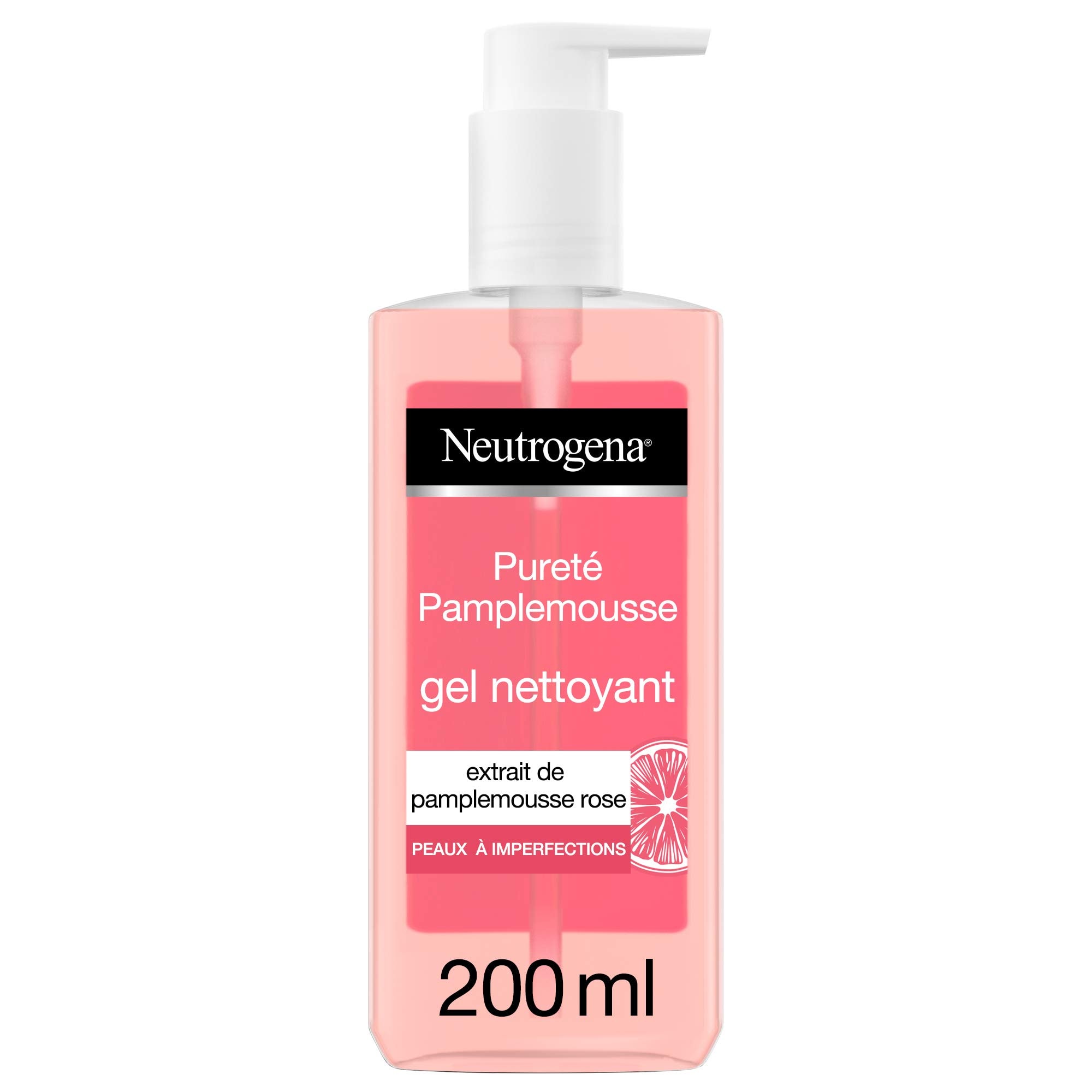 Neutrogena Pink Grapefruit Face Cleansing Gel, Anti-Blemish, 1 Pump Bottle of 200 ml - Image 1