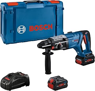 Bosch Professional 18V System Perforateur Sans-Fil GBH 18V-28 D (KickBack Control, 2 batteries GBA 18V 5.5Ah, chargeur GAL 1880, chiffon de nettoyage, poignée auxiliaire, jauge de profondeur, XL-BOXX) - Image 1