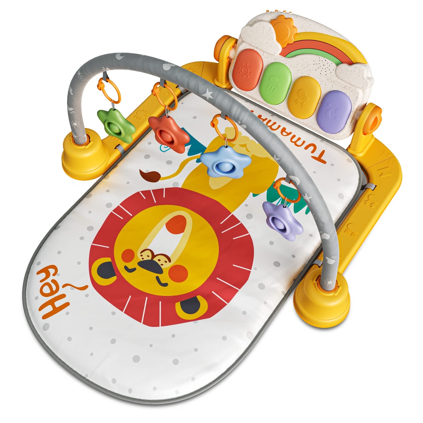 TUMAMA Baby Piano Gymnastics Mat, Luminous Play Mat with Arches, and 4 Rattles Toys, Suitable from 0 Months Gift Infant Toys