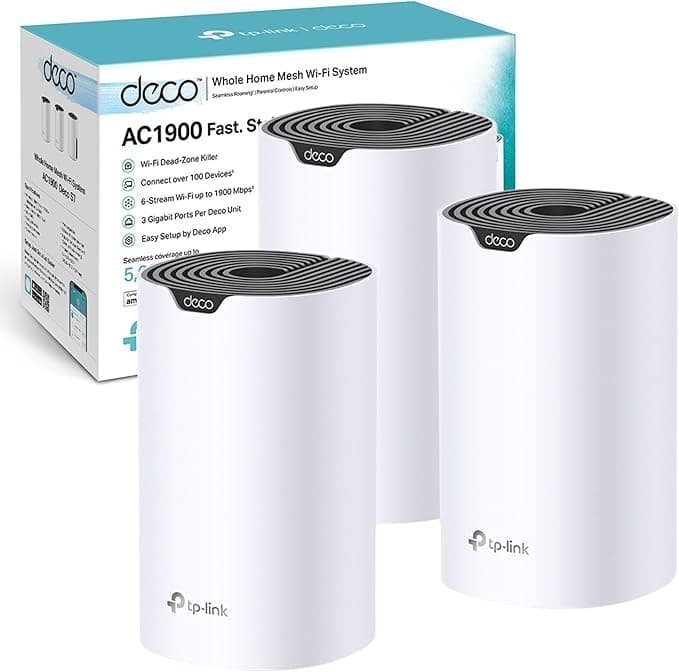 TP-Link Deco S7 AC1900 Whole Mesh Wi-Fi System - Dual Band with Gigabit Ports - Coverage up to 5600ft2 - Connect 150 Devices - 1.2GHz Processor - Works with Amazon Alexa - Control