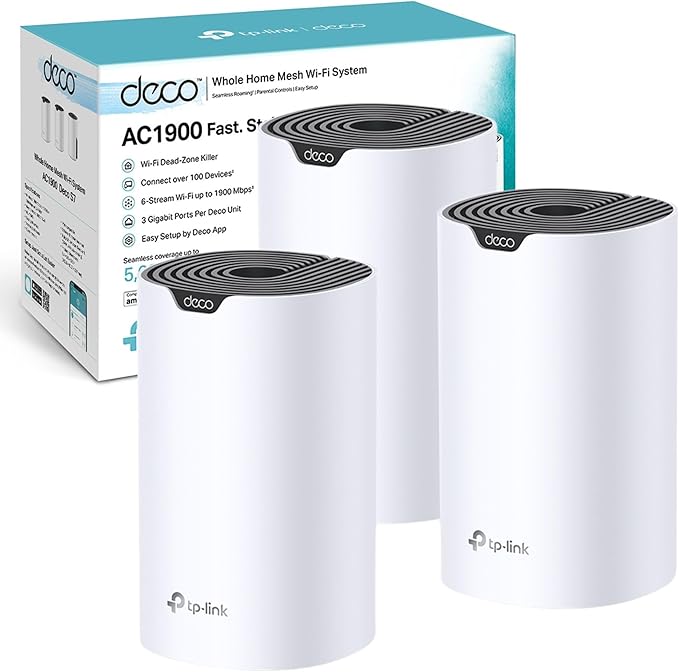 TP-Link Deco S7 AC1900 Whole Mesh Wi-Fi System - Dual Band with Gigabit Ports - Coverage up to 5600ft2 - Connect 150 Devices - 1.2GHz Processor - Works with Amazon Alexa - Control - Image 1