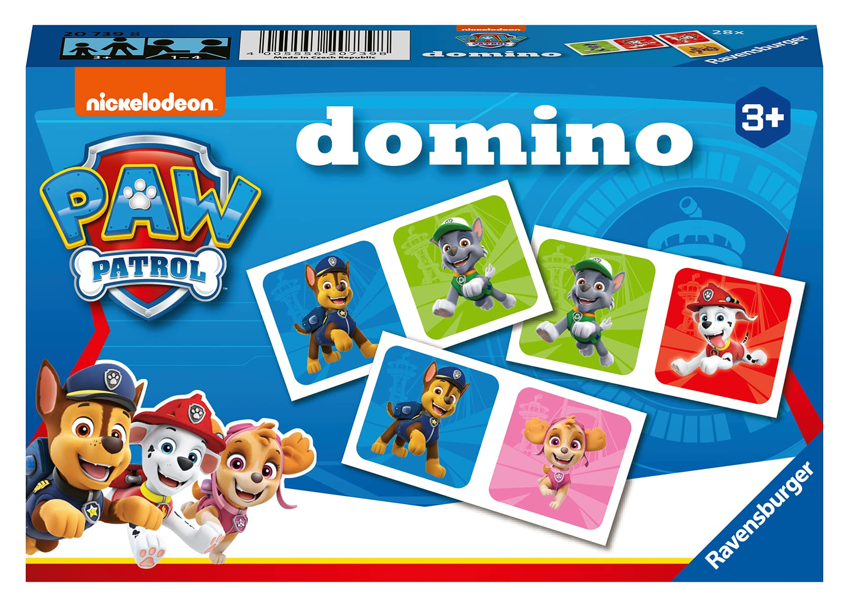 Ravensburger Domino Paw Patrol 20739 Memory Game for Children from 3 Years and Above – Educational Game Observation and Association – 28 Dominoes Characters - Image 1