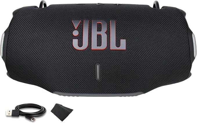 JBL Xtreme 4 JBLXTREME4BLKAM Portable Bluetooth Speaker, IP67 Waterproof, 24 Hours Battery Life (Black) + USB-C Cable + Microfibre Cloth - Image 1