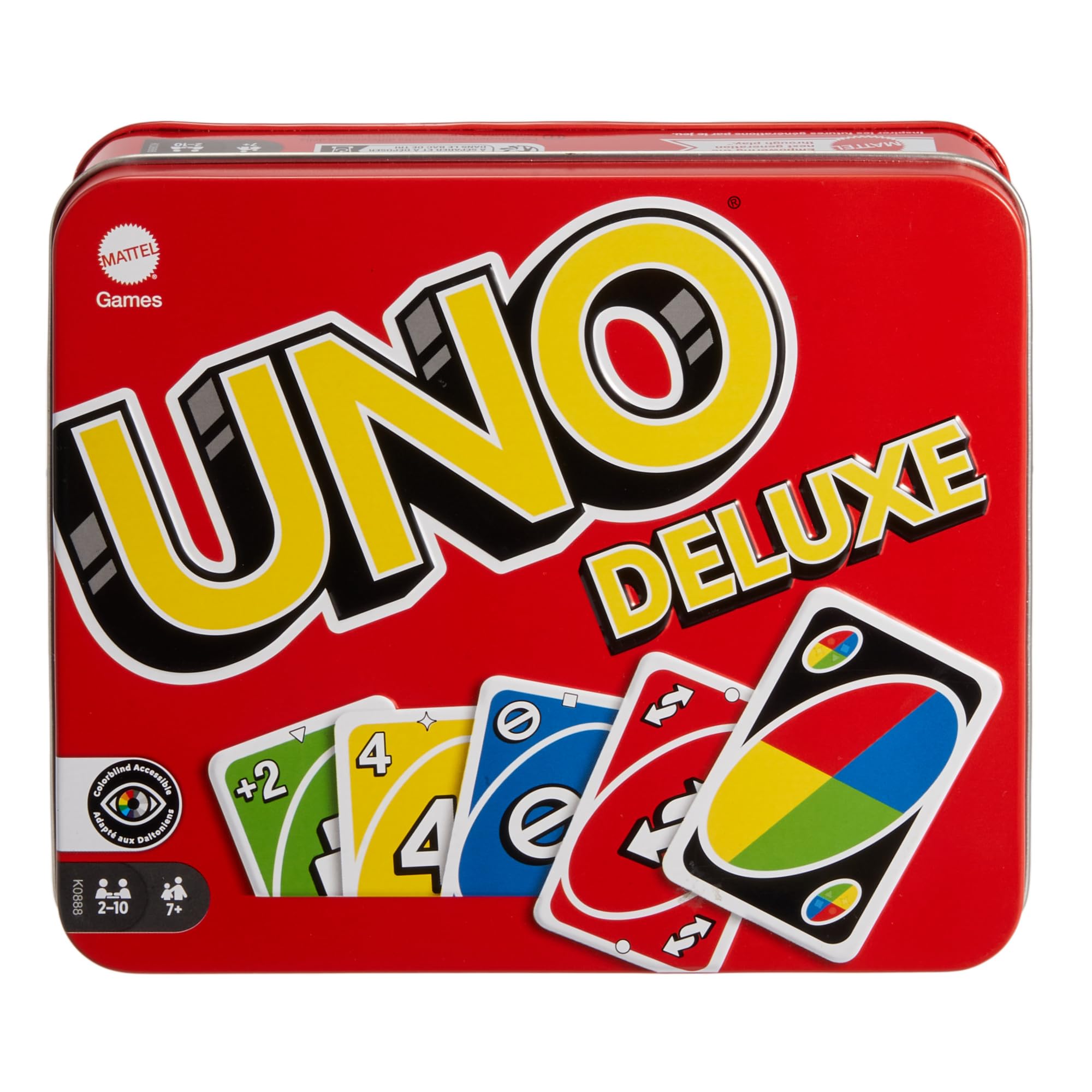 Mattel Games UNO Deluxe, Family Card Games for Kids and Adults, Party Game for Family or Travel Games, 2-10 Players, Toy for 7 Years and Up K0888 - Image 1