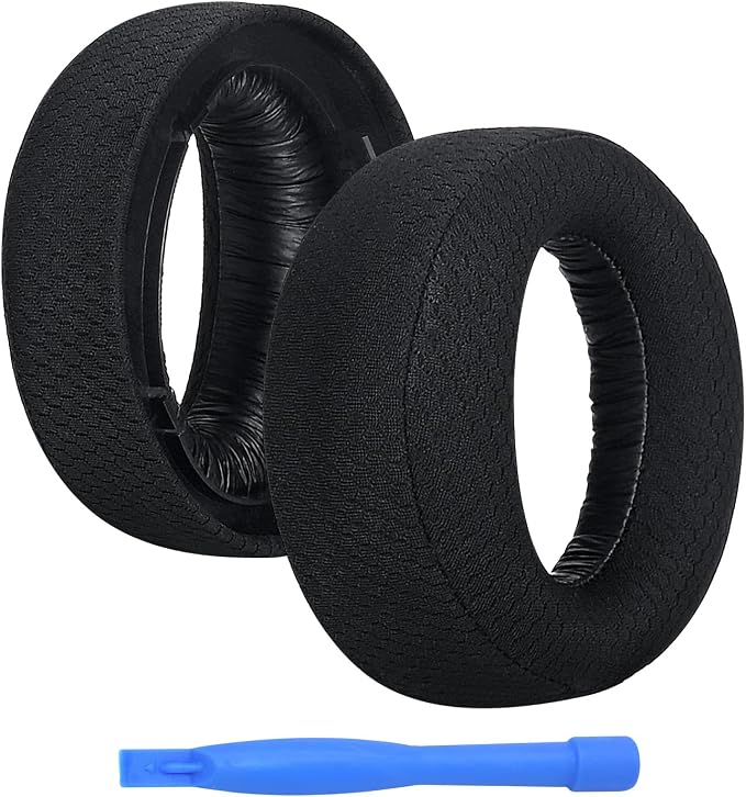Replacement Ear Pads for Sony PlayStation 5 3D Pulse Wireless PS5 Headphones by MMOBIEL - Mesh Fabric Cushion Headphone - Replacement Ear Pads - Black - Image 1