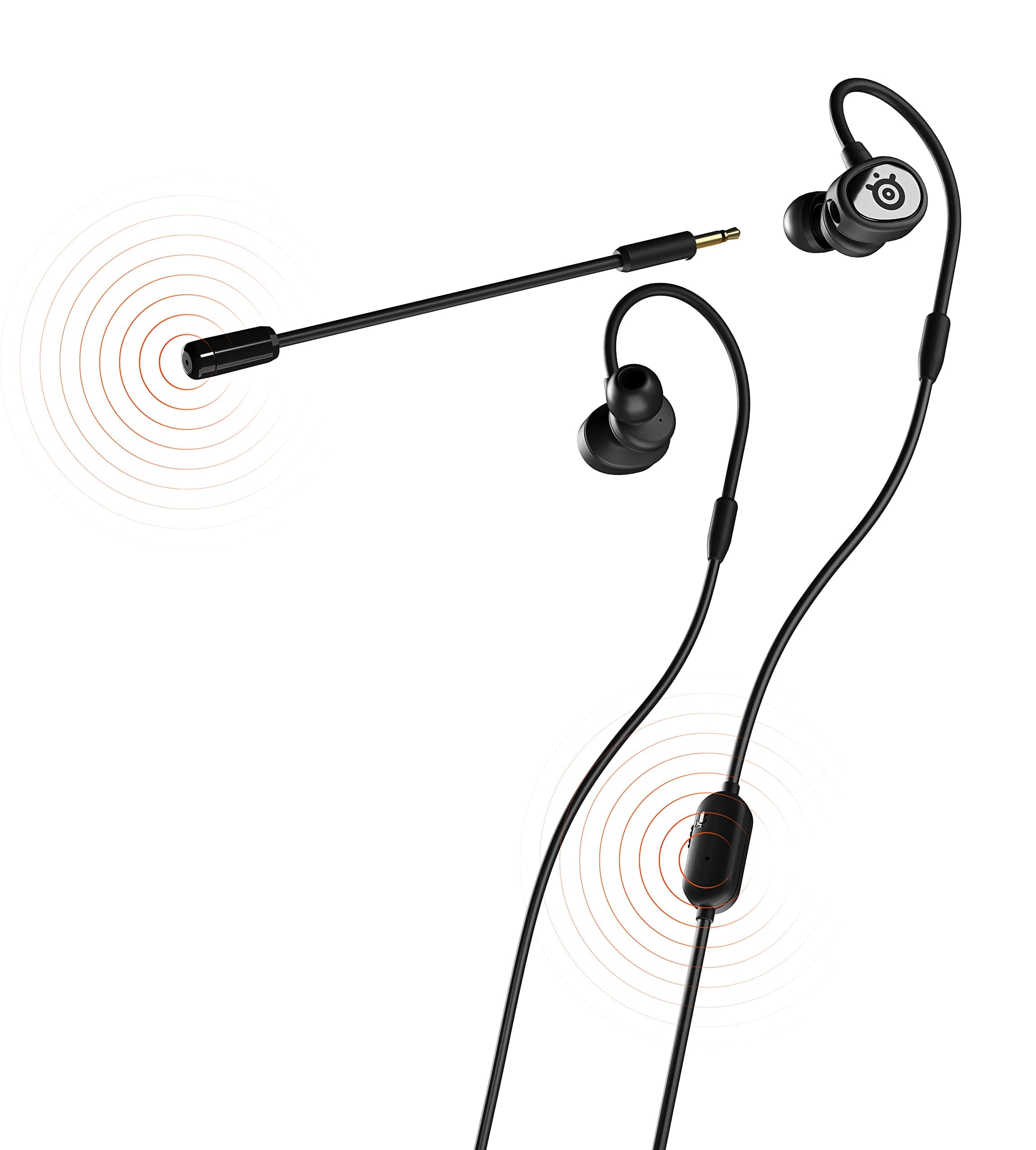 SteelSeries Tusq In-Ear Headphones for Mobile Gaming, Dual Microphone with Detachable Rod Microphone, Ergonomic Suspension Earbuds for Mobile