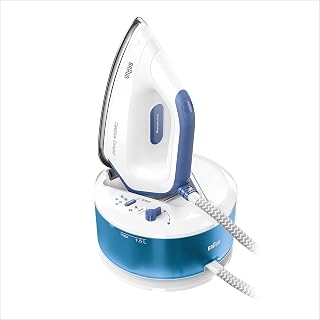 Braun CareStyle Compact IS 2143 Steam Iron Station - Steam Iron with FreeGlide 3D Ironing Sole, Vertical Steam, 2400 Watt, Pump Pressure 6 Bar, Steam Boost 400 g/min, Large 1.5 L Water Tank, Blue - Image 1