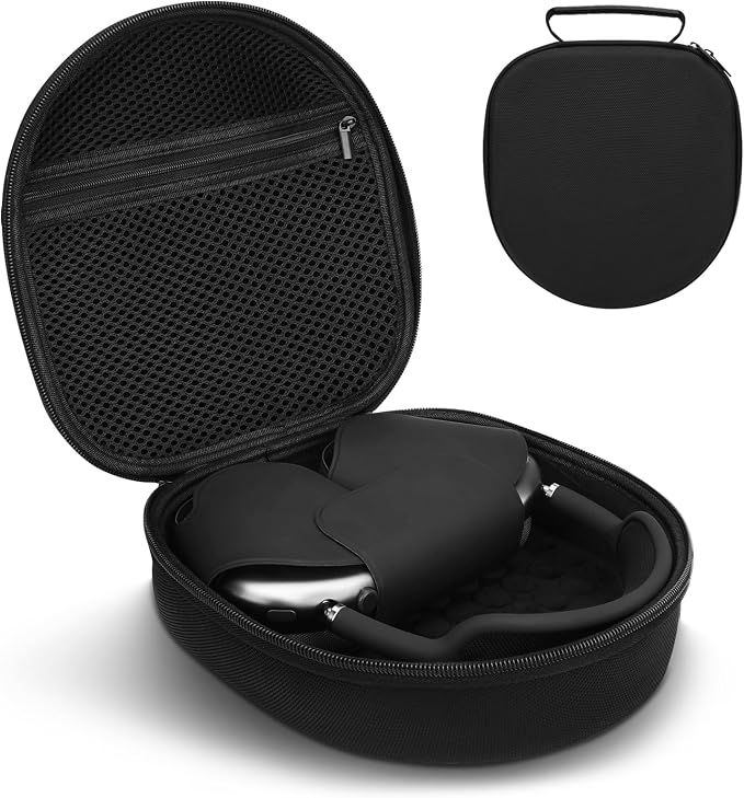 Hard Case Cover for Apple Airpods Max, Portable Carrying Bag with Mesh Pockets for Headphone Accessories, Black - Image 1