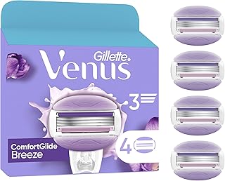 Gillette Venus ComfortGlide Breeze Pour Femme, 4 Recharges De Lames, AUTHENTIQUES, Barres Parfumées, Sans Besoin De Gel A Raser, Cartouches A 3 Lames Conçus Pour Corps Et Poils - Image 1