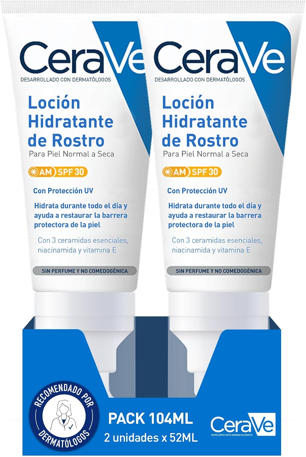 CeraVe, Moisturizing Face Lotion SPF 30 2 x 53 ml for Normal to Dry Skin Moisturizing and Protection against UVB/UVA Rays Enriched with Ceramides 53ml - Image 1