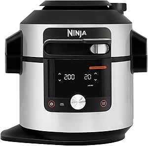 Ninja Foodi MAX Air Fryer Multicooker, Smart Lid, 14 Cooking Functions, 7.5L, Pressure Cooker, Pressure Cooking, Air Frying, Slow Cooking, Grill & More, Stainless Steel, OL750EU - Image 1