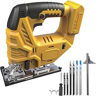 Scie sauteuse sans fil pour Dewalt 18 V 20 V, 800 W Scie sauteuse excentrique électrique sans balais avec 5 vitesses variables, Angle de coupe à onglet ±45°, 6 lames en T (sans batterie) - Image 1