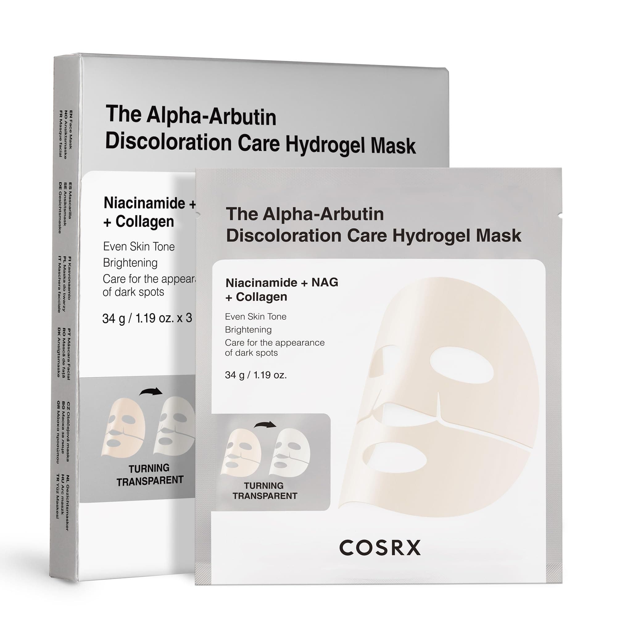 COSRX Alpha Arbutin Hydrogel Face Masks, Anti-Spot Treatment, 3 Units, Collagen Mask, Travel Size, Night Mask, Korean Skincare