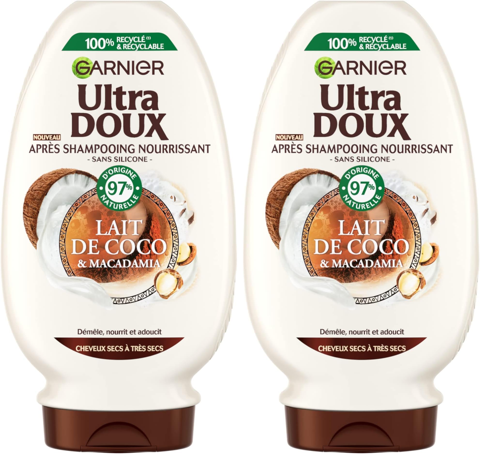 Garnier Ultra Doux Conditioner with Coconut Milk and Macadamia 250 ml (Pack of 2) - Image 1