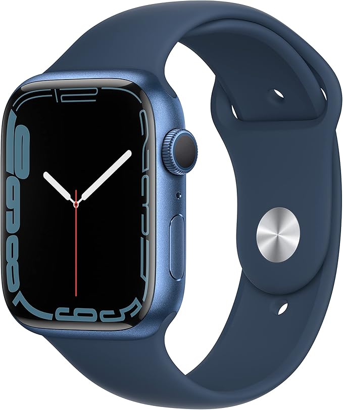 Apple Watch Series 7 (GPS, 45mm), Blue Aluminium Case with Abyss Blue Sport Strap, Standard (Refurbished) - Image 1
