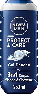 NIVEA MEN Gel douche Protect & Care (1x 250 ml) — Soin lavant enrichi en Aloe Vera naturel — Gel douche homme 3 EN 1 — Soin nettoyant corps visage et cheveux à la formule hydratante - Image 1