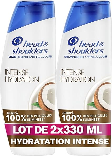 Head & Shoulders Intense Hydration Anti-Dandruff Shampoo 2x330ml with Coconut Oil; Daily Use; Up to 100% of Dandruff Removed, Clinically Provented; All Hair Types