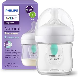 Philips Avent Biberon à Réponse Naturelle de 125 ml avec valve AirFree, sans BPA, pour les bébés de 0 mois + (modèle SCY670/01) - Image 1