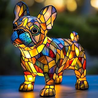 Dachshund Lamp, French Bulldog Lamp, Artistic Night Light Dog Series, LED Decorative Lights for Pets, Vintage Color Resin with USB ChargingSuitable for Various Scenarios (A) - Image 1