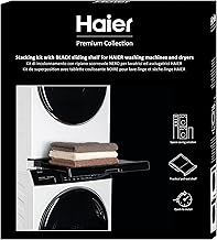 Kit de Superposition pour Lave-Linge et Sèche-Linge Haier avec étagère coulissante noire, Gain de Place, Parfait pour les Machines à Laver et les Sèche-Linges Haier séries 3, 5, 7 Séries - Image 1