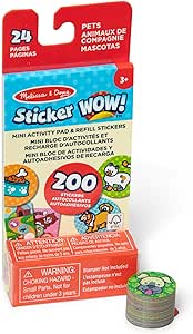 Melissa & Doug WOW Mini Activity Block Sticker and Refill of 200 Stickers for Sticker Stamping Machine Collectible Toy - Pet Stickers - Image 1
