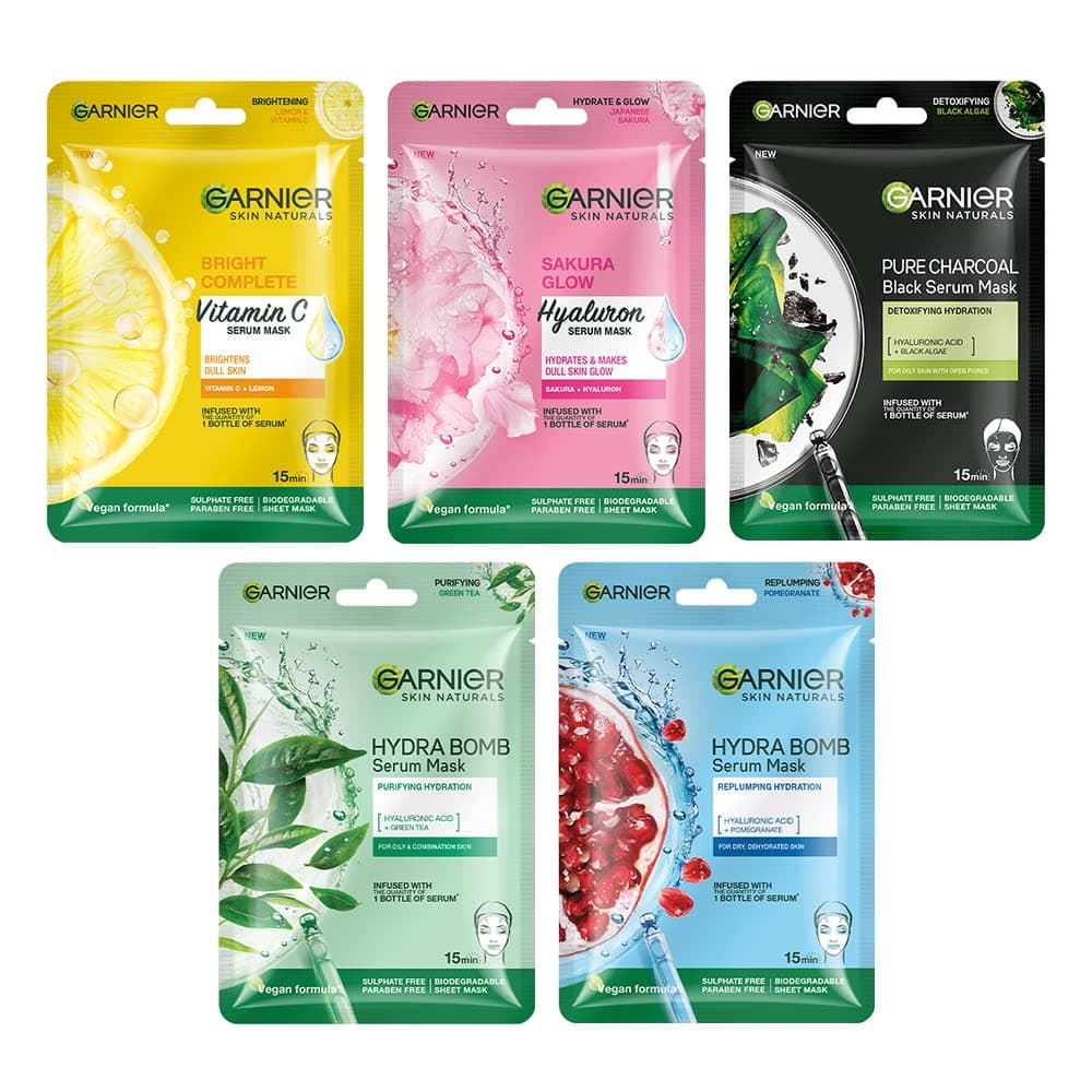 Garnier – Cloth Mask (Pack of 5 (All variants))