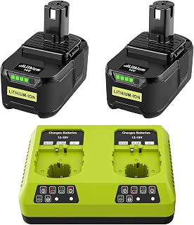 2X 5500mAh Batteries Rechange pour Ryobi 18V One+ et 1 Chargeur Double Port Compatibles avec Ryobi P108, RB18L50, RB18L40, P189, P102, P107, RB18L25, RB18L20, RB18L13, RB18L15 - Image 1