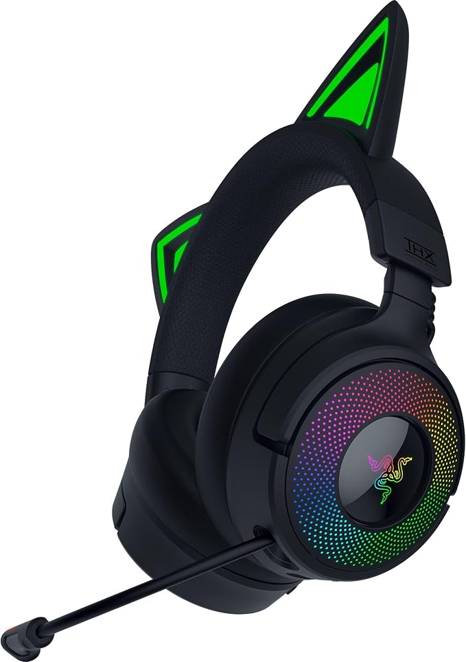 Razer Kraken Kitty V3 Pro - RGB Kitty Wireless Gaming Headset - Responsive Cat Ears for Streaming - 40mm Triforce Membrane, Hyperspeed Wireless and Bluetooth, THX Spatial Audio | Black - Image 1